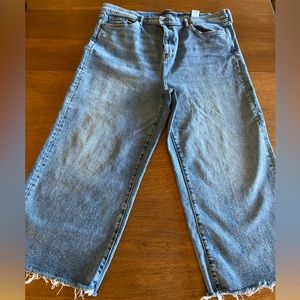 Banana Republic High Waist Wide Leg Crop Denim Raw Hem. Size 20 women (35)
